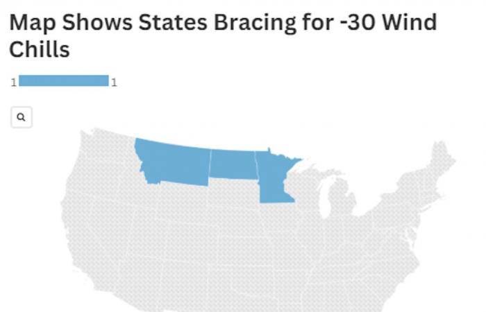 Winter Weather Map Shows States Bracing for -30 Wind Chills