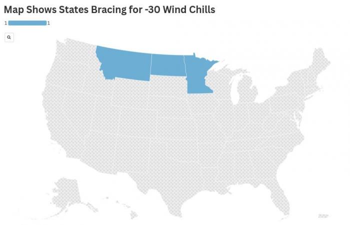 Winter Weather Map Shows States Bracing for -30 Wind Chills