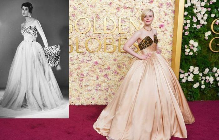 Elle Fanning, dazzling in a 1953-inspired Balmain dress at the 2025 Golden Globes