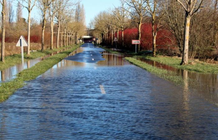 a road closed to traffic, aqua barriers installed