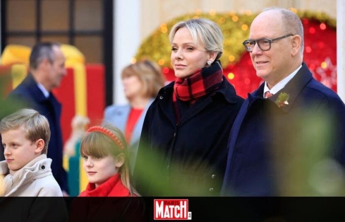 Jacques and Gabriella hand in hand and Charlène all smiles, the princely family of Monaco on their 31st