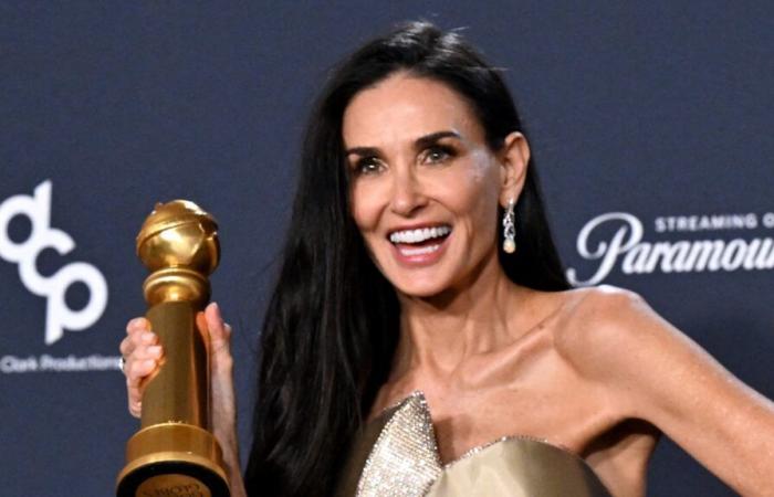 Demi Moore wins her first major acting award at the Golden Globes : NPR