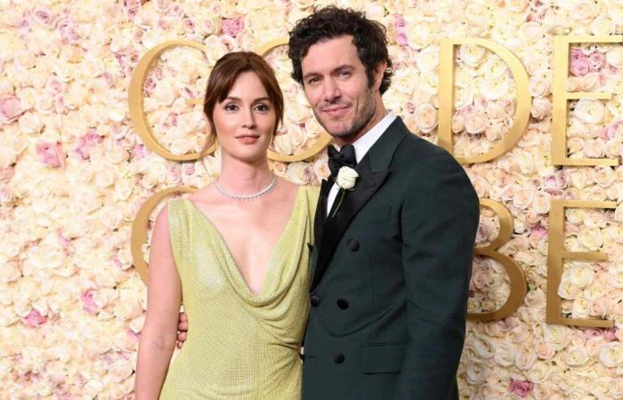 Adam Brody and Leighton Meester Color Coordinate at 2025 Golden Globes