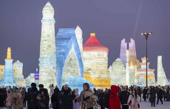 The Snow Queen in real life… See the dingo sculptures at the Harbin Ice Festival, China