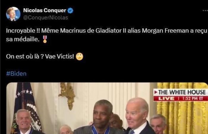 Manchester Trumpist Nicolas Conquer confuses Morgan Freeman and Denzel Washington