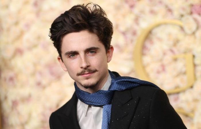 Timothée Chalamet inaugurates the first Tom Ford costume by Haider Ackermann at the 2025 Golden Globes