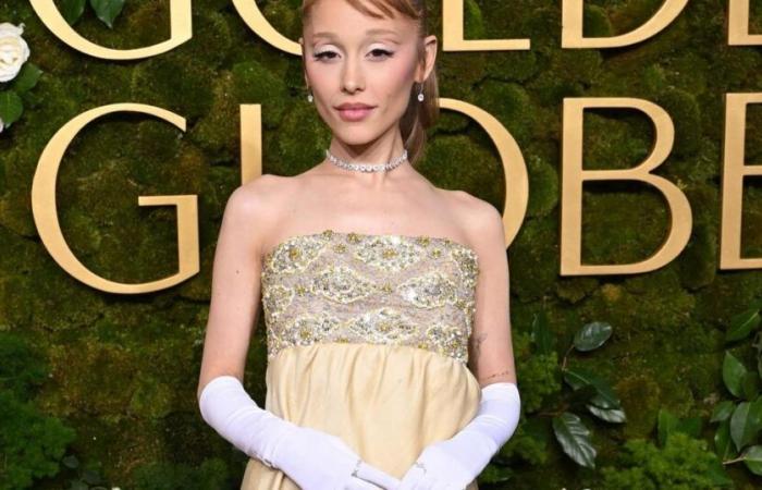 In her vintage Givenchy dress, Ariana Grande pays tribute to Audrey Hepburn at the 2025 Golden Globes