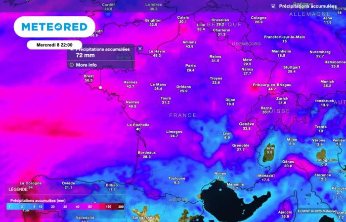 very heavy rain forecast in France in connection with storm Floriane. What do our maps show?