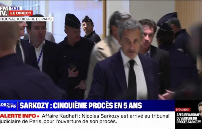 the arrival of Nicolas Sarkozy, former President of the Republic, at the Paris judicial court