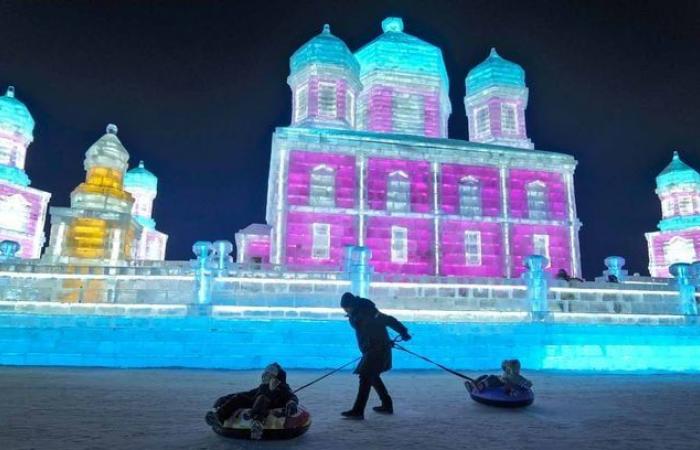 The Snow Queen in real life… See the dingo sculptures at the Harbin Ice Festival, China