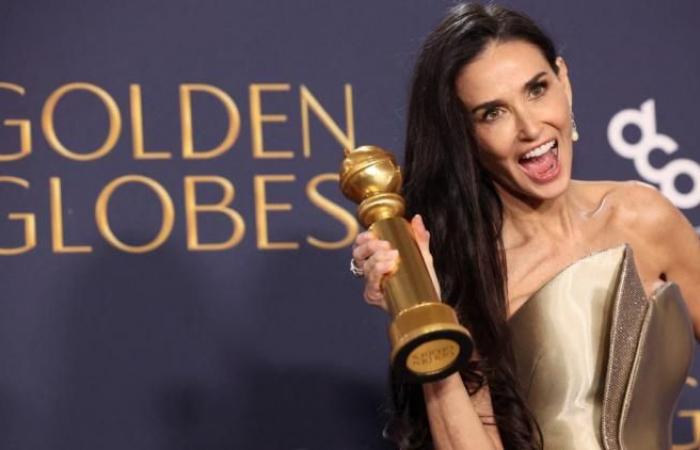 the moving speech of Demi Moore, crowned best actress at the 2025 Golden Globes