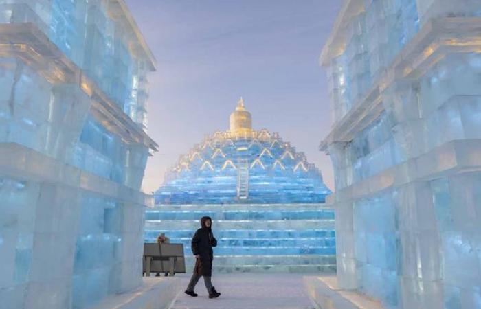 The Snow Queen in real life… See the dingo sculptures at the Harbin Ice Festival, China