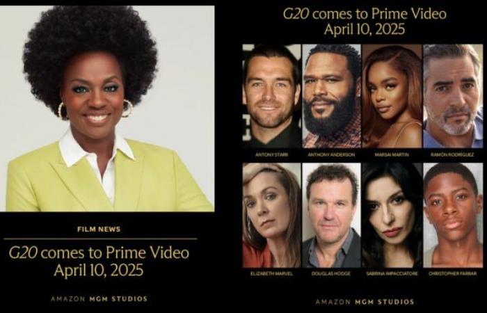 Prime Video announces April 10 release date for G20, a gripping thriller starring Viola Davis.