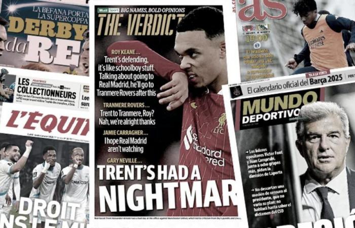 Trent Alexander-Arnold is humiliated by the English press, the president of Barça is in the hot seat