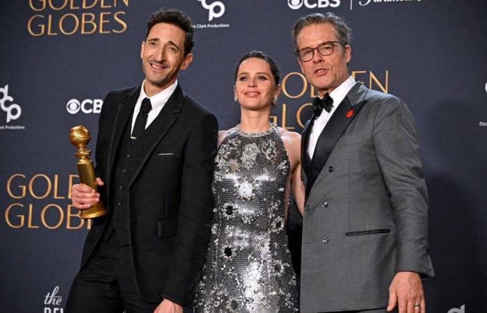 Third winner at the Golden Globes for “The Brutalist”, with Adrien Brody