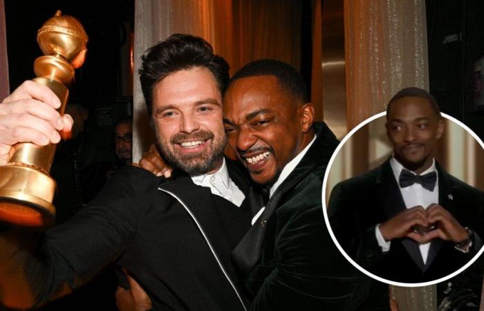 ‘Captain America’s Anthony Mackie Sends Love To Fellow Marvel & ‘Avengers’ Star Sebastian Stan At Golden Globes: “We’re Still Friends”