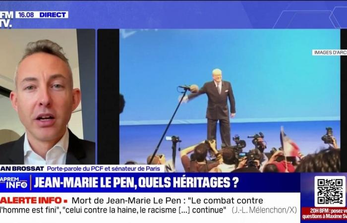 “The death of an individual like Jean-Marie Le Pen does not erase the racist, anti-Semitic and negationist comments he made during his lifetime,” says Ian Brossat (PCF)