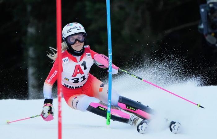 Aline Danioth returns to the podium at Les Diablerets