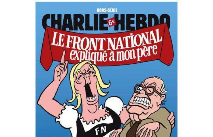 the founder of the National Front seen in ten drawings from “Charlie Hebdo”