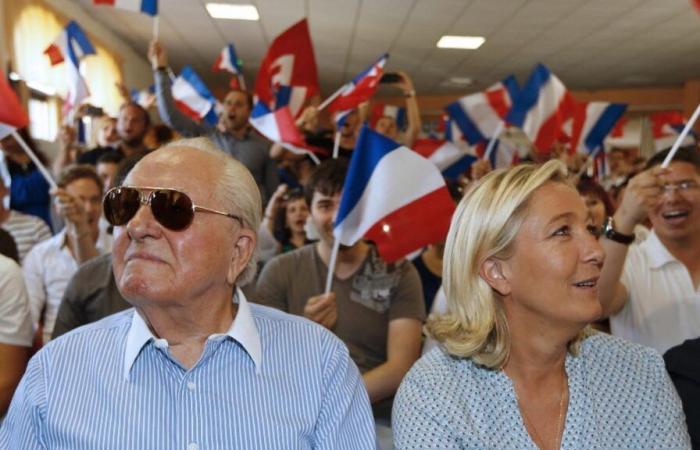 where was Marine Le Pen when her father’s death was announced