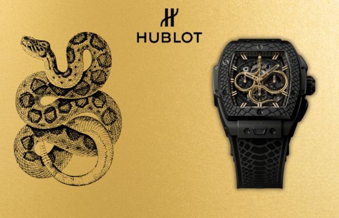 The gold snake that coils on this Hublot watch might just hypnotize you