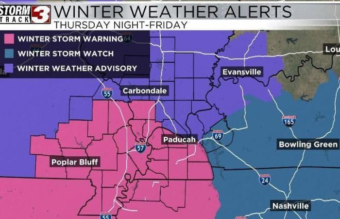 Winter Storm Warning issued for counties in Illinois, Missouri and Kentucky | Weather