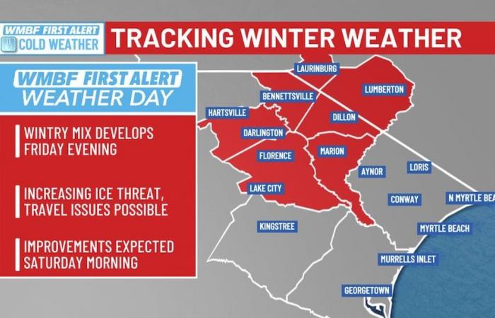 Bitter cold today, FIRST ALERT WEATHER DAY Friday for inland wintry mix