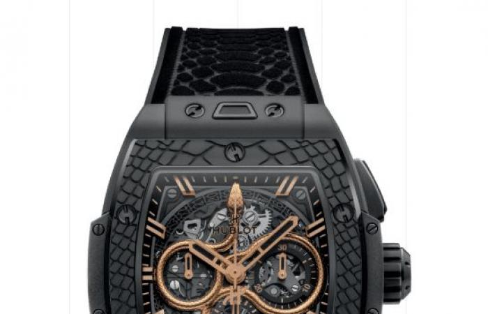 The gold snake that coils on this Hublot watch might just hypnotize you