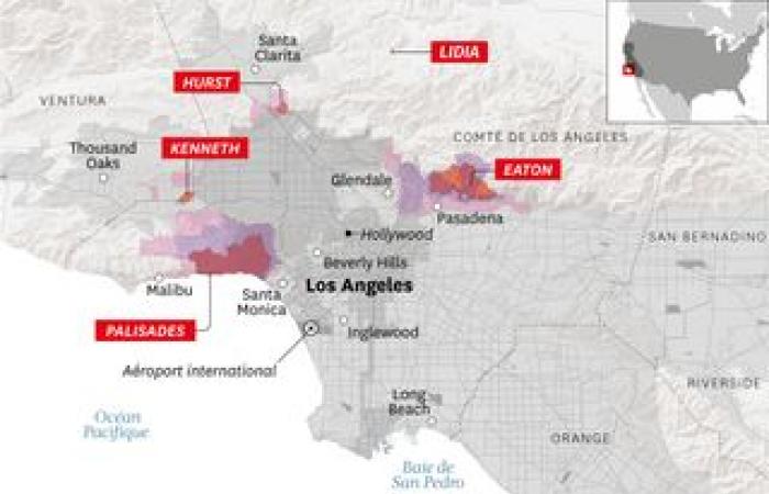 seen from the sky, the Pacific Palisades neighborhood is completely “burned”