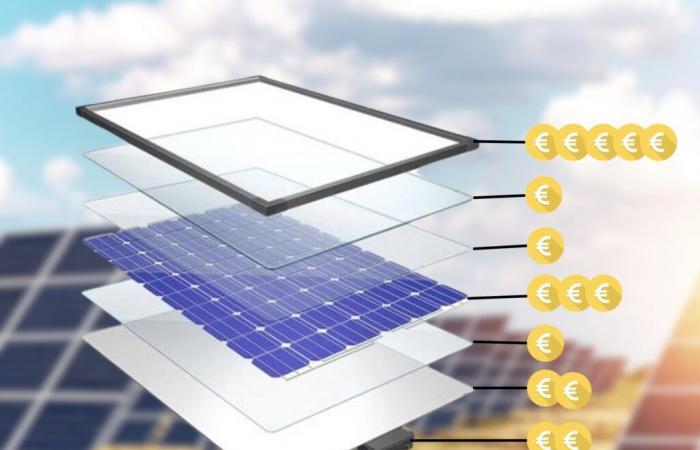 Which element costs the most in a solar panel?