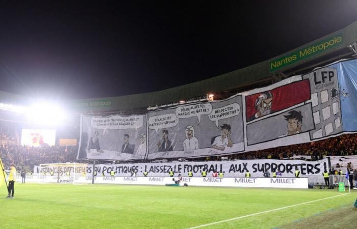 Nantes – Monaco: the spectacular giant comic strip of the Nantes ultras against the League and the broadcasters