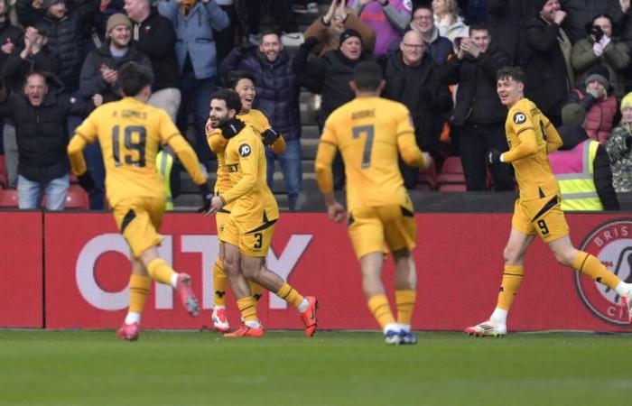 Rayan Ait-Nouri scores as Wolves avoid FA Cup shock by beating Bristol City