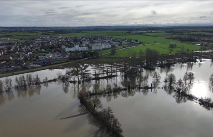 flooded roads and homes