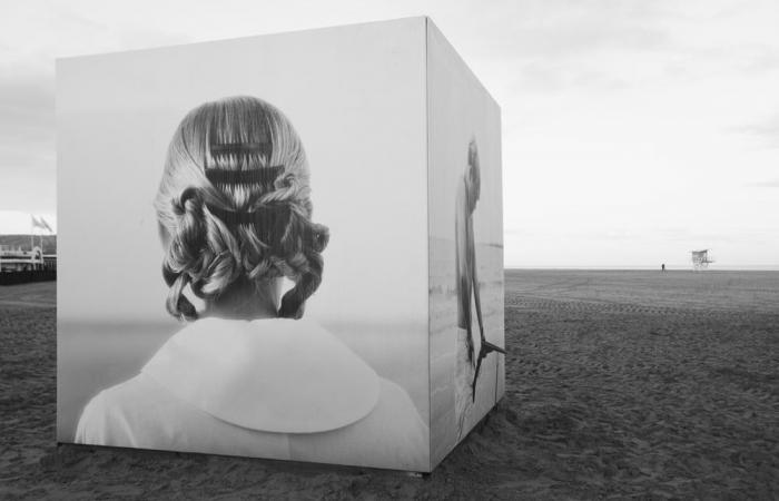 Dominique Issermann exposed on the beach of Deauville