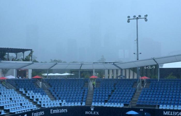 rain partially interrupts the 1st round after only one hour of play