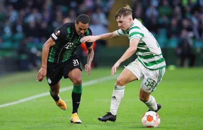 Cummings, Kenny and Montgomery on Celtic bench at Dingwall