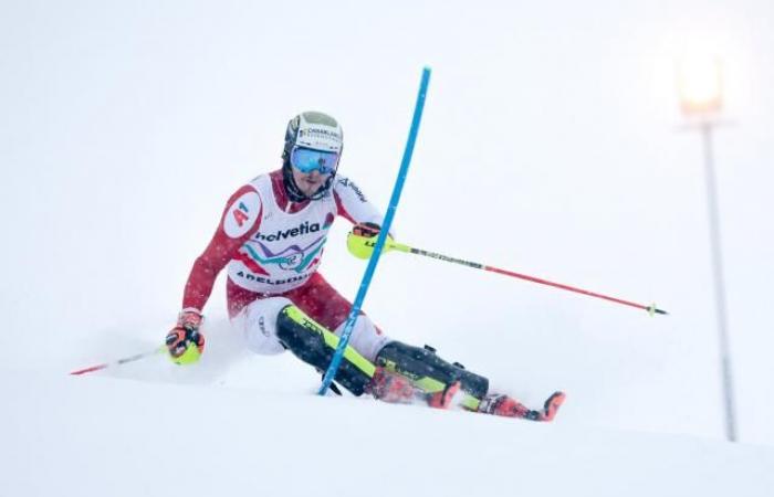 Manuel Feller best time in the first round of the Adelboden slalom, Clément Noël 3rd