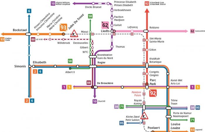 New tram lines disrupted for months in Brussels: here is the map of the STIB network from this Monday