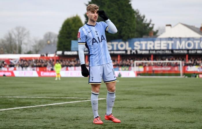 ‘Wouldn’t start for Tamworth!’ – Timo Werner goes from Champions League winner to non-league humiliation as Tottenham star roasted for horrendous first-half showing