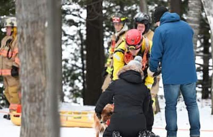 Unusual rescue: a man and a dog rescued by firefighters