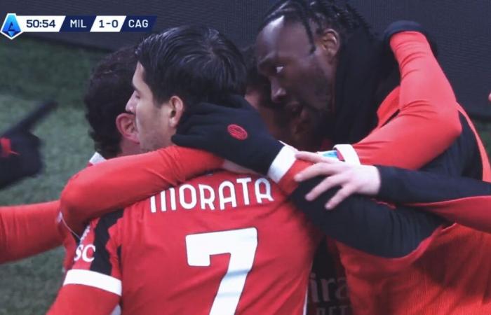 Morata breaks the deadlock for Milan after difficult first half