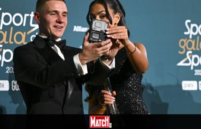 Sports Gala: Remco Evenepoel poses after winning the 2024 Sportsman of the Year award