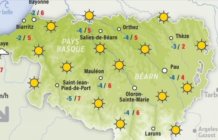 Météo France forecast for this Monday, January 13 in Pau, Béarn and the Basque Country: sun and cold