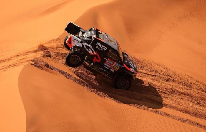 Lategan strengthens his car in the 8th stage