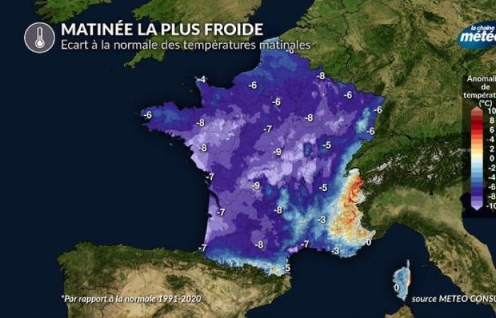 Cold peak this Tuesday: severe frost, locally -10°C in the plains