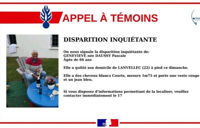 A sixty-year-old missing in Lanvellec