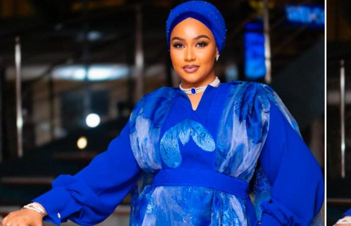 Faynara dazzles in blue dress at her wedding