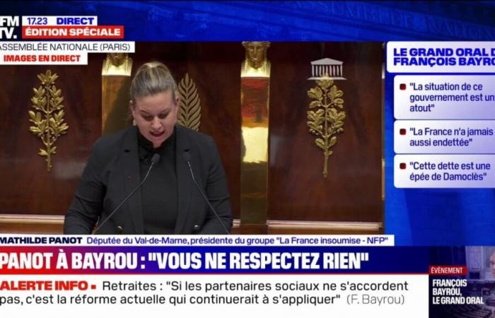 Mathilde Panot (LFI) reacts to François Bayrou's general policy declaration