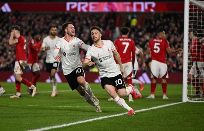 Diogo Jota’s equaliser earns Liverpool 1-1 draw at Nottingham Forest