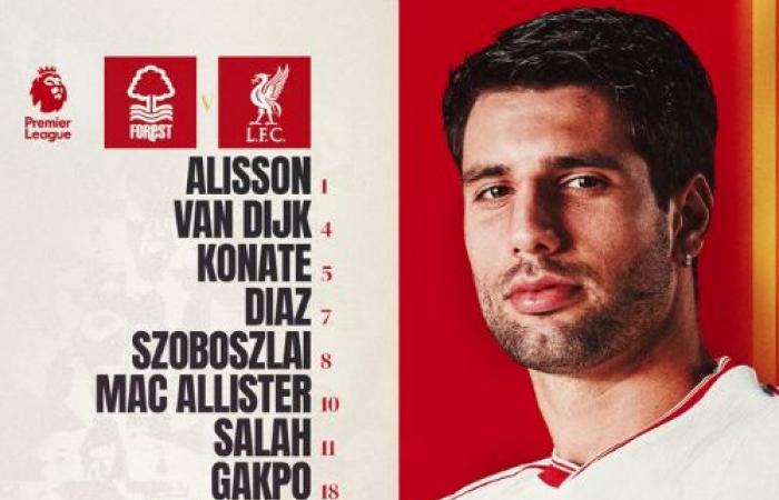 Liverpool’s official lineup to face Nottingham Forest